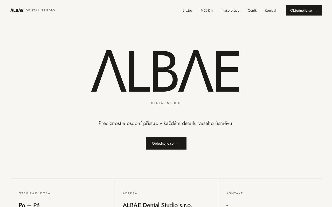 Náhled webu ALBAE Dental Studio z portfolia Webrise Studio