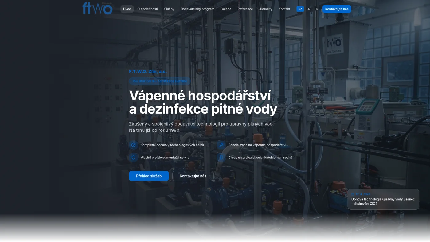 Náhled webu F.T.W.O. Zlín z portfolia Webrise Studio