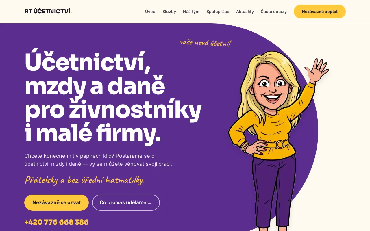 Náhled webu RT Účetnictví z portfolia Webrise Studio